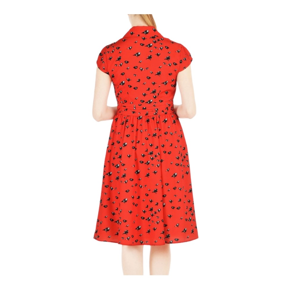 eShakti Red Midi Dress with Black Floral Pattern - Picture 6 of 14